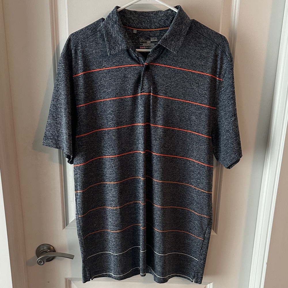 Under Armour Blue/Gray and Orange stripes Polo Shirt